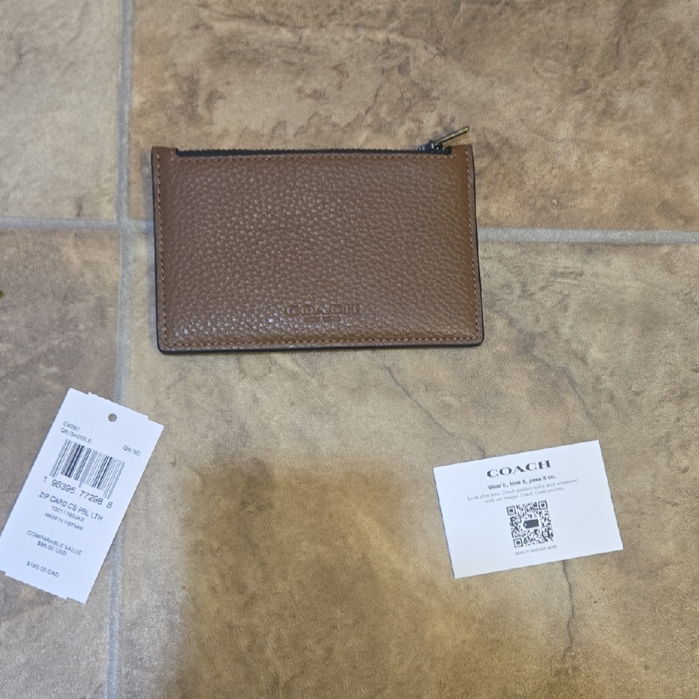 Coach Brown Leather Key and Card Holder